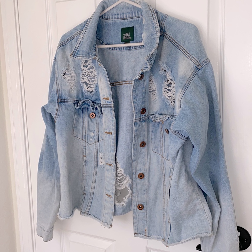 Jean Jacket Distressed Wild Fable Large